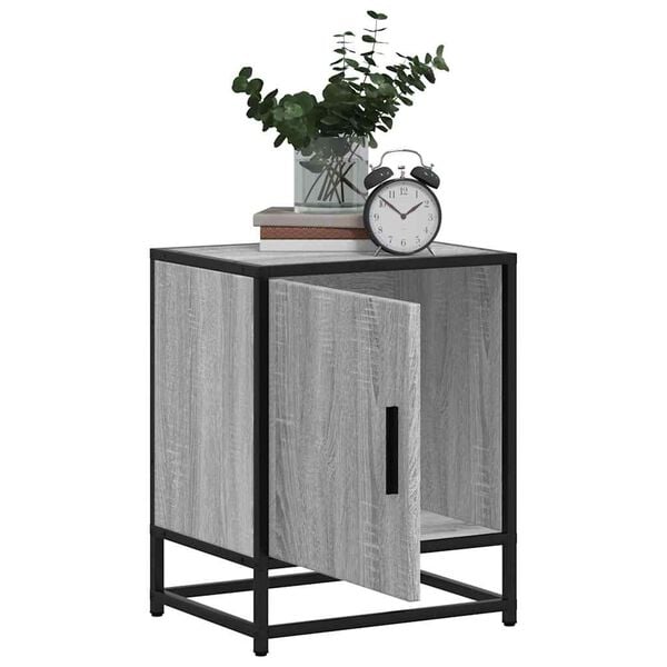 vidaXL Nachtkastjes 2 st 40x31x50 cm bewerkt hout&metaal grijs sonoma