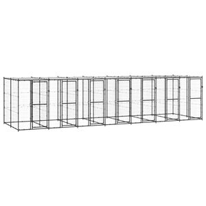 vidaXL Hondenkennel met dak 16,94 m&sup2; staal