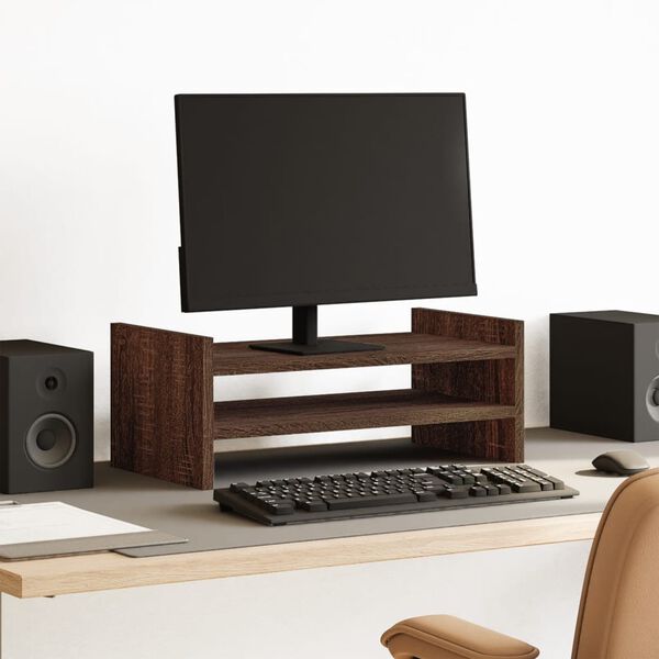 vidaXL Monitorstandaard 50x27x20 cm bewerkt hout bruin eikenkleurig