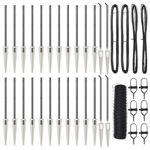 vidaXL Afrasteringspaal Grijs 50 x 0,5 m (36 mm gaas) Staal en PVC