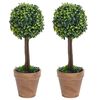 vidaXL Kunstplanten met pot 2 st buxus bolvorming 56 cm groen