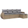 vidaXL 5-delige Loungeset met kussens poly rattan gemengd beige