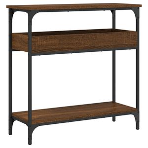 vidaXL Wandtafel met schap 75x29x75 cm bewerkt hout bruin eikenkleur