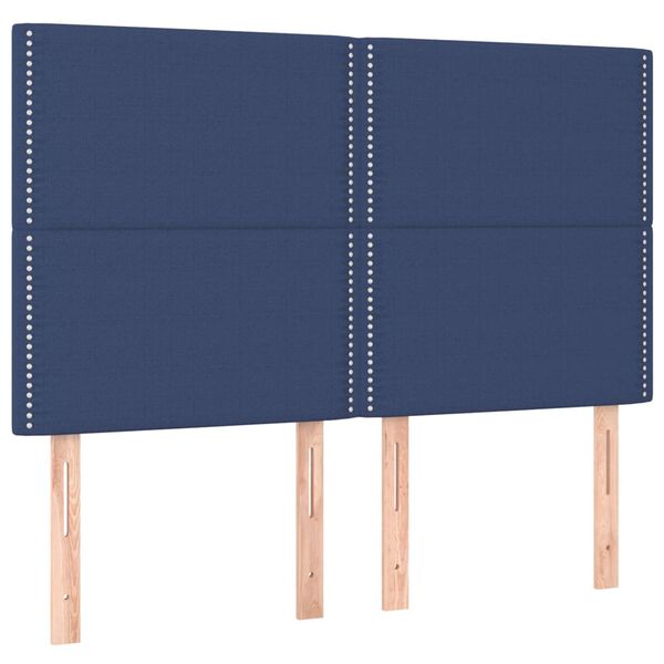 vidaXL Hoofdbord blauw 144x5x118/128 cm stof