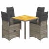 vidaXL 5-delige Bistroset met kussens poly rattan grijs