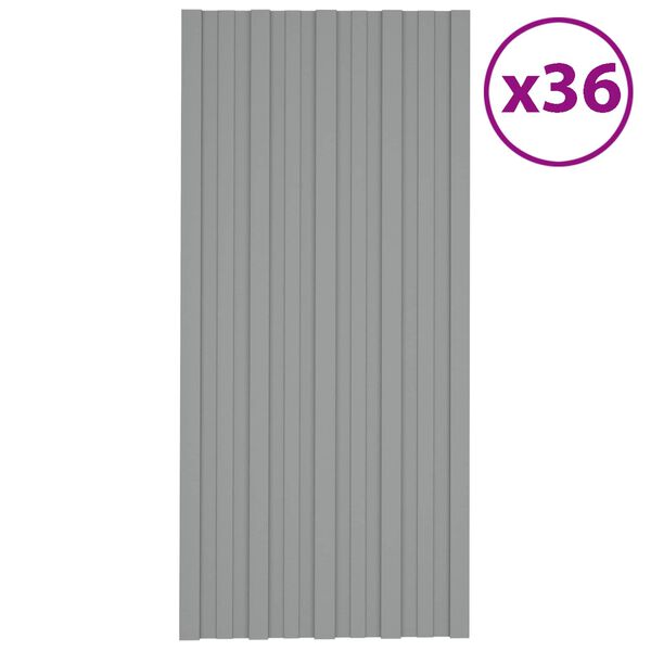 vidaXL Dakpaneel 36 pcs Grijs 100 x 45 cm Gegalvaniseerd staal