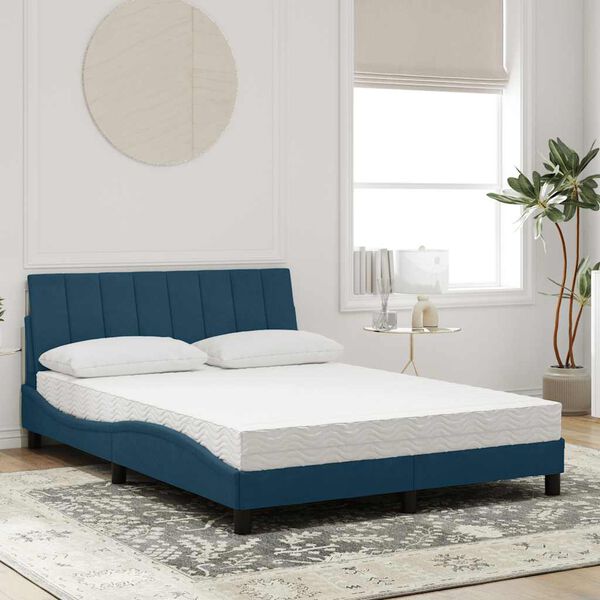 vidaXL Bed met matras "Hanko" fluweel blauw 140x190 cm