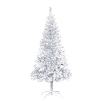 vidaXL Kunstkerstboom met verlichting standaard 150 cm PET zilverkleur