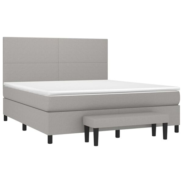 vidaXL Boxspring met matras stof lichtgrijs 180x200 cm