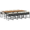 vidaXL 11-delige Tuinset met kussens poly rattan zwart