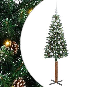 vidaXL Slanke Kerstboom Groen 150 cm PVC en massief dennenhout