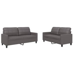 vidaXL 2-delige Loungeset met kussens kunstleer grijs