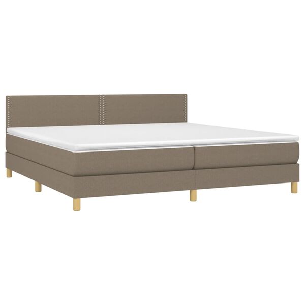 vidaXL Boxspring met matras stof taupe 200x200 cm