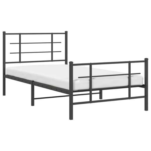 vidaXL Bedframe met hoofd- en voeteneinde metaal zwart 100x190 cm