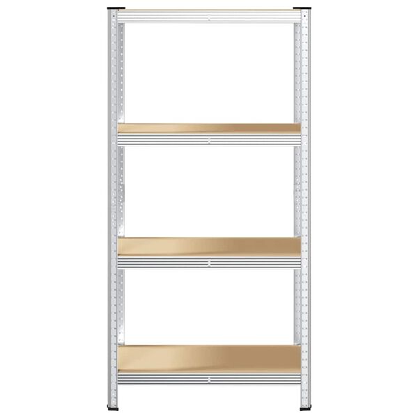 vidaXL Opbergrek 4-laags staal en bewerkt hout zilverkleurig