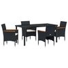 vidaXL Tuin eettafelset 5 st Zwart poly rattan