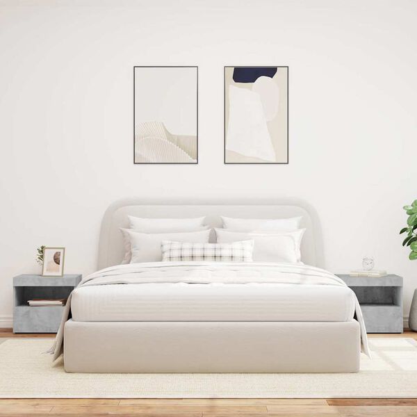 vidaXL Nachtkastjes met LED-verlichting 2 st 50x40x45 cm betongrijs