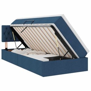 vidaXL Opslag bed met matras Blauw 90 x 200 cm fluweel