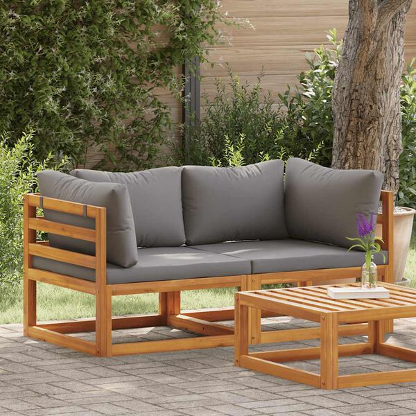 vidaXL Hoekbanken 2 st met kussens sectioneel donkergrijs