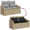 vidaXL Tuinbankenset met kussen met opslag 13 pcs Beige Poly riet