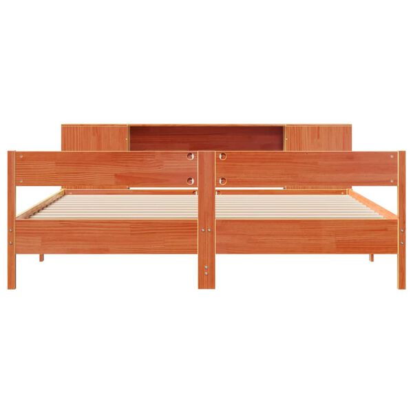 vidaXL Bed met boekenkast zonder matras grenenhout wasbruin 200x200 cm