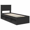 vidaXL Bedframe met hoofdeinde Zwart 75 x 190 cm Massief grenenhout