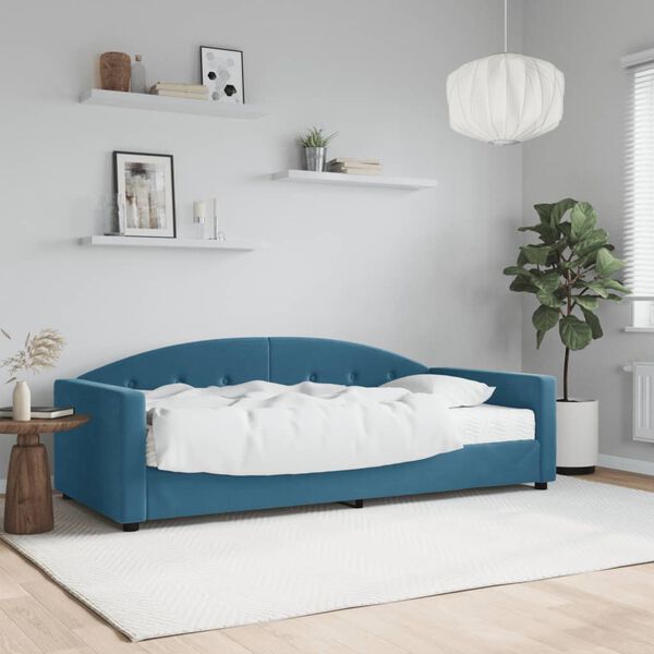 vidaXL Slaapbank met matras 90x200 cm fluweel blauw