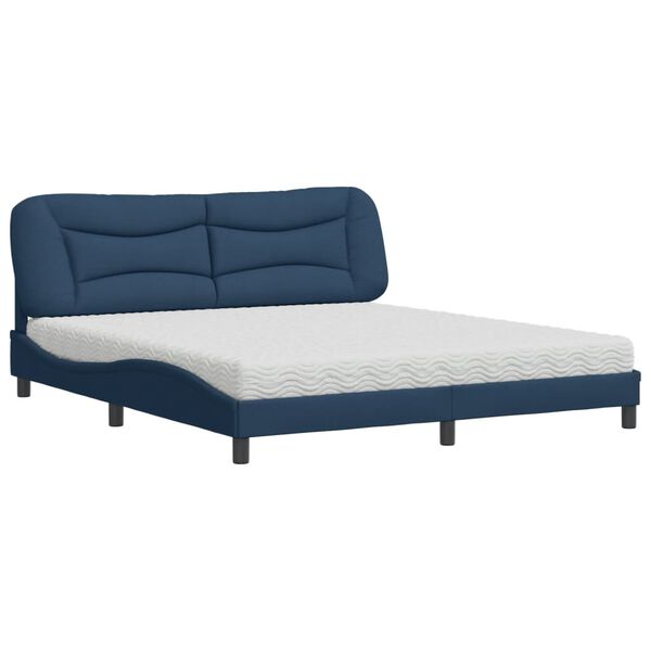 vidaXL Bed met matras "Hvar" stof blauw 180x200 cm