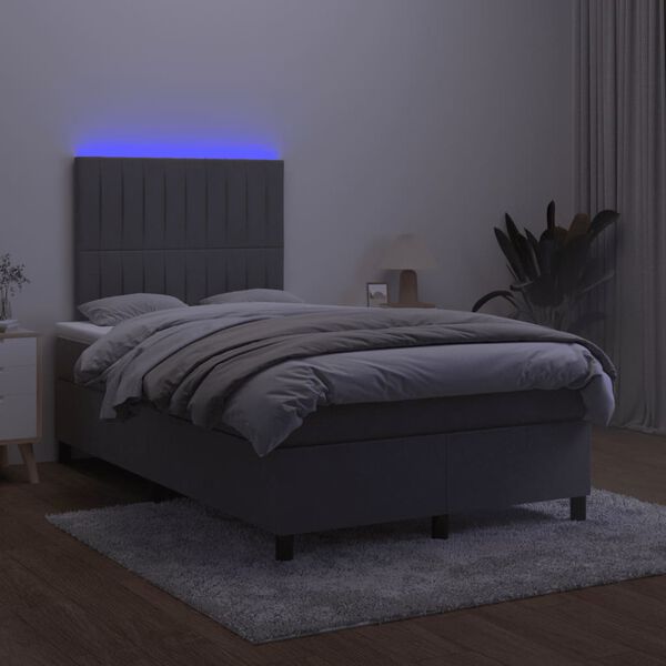 vidaXL Boxspring met matras en LED fluweel donkergrijs 120x190 cm