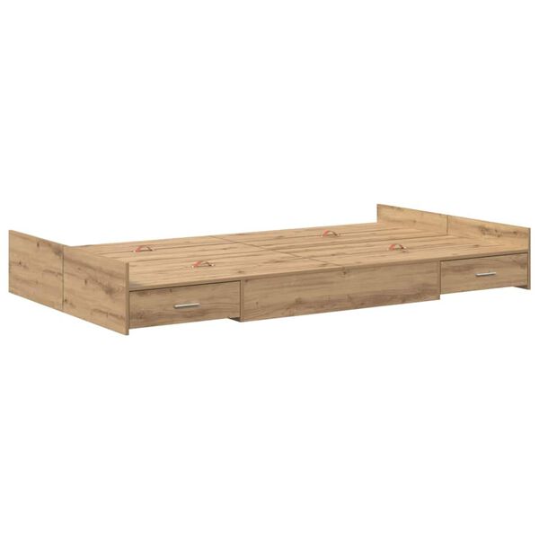 vidaXL Opbergbedframe met lade Artisan Eiken 120 x 190 cm Bewerkt hout