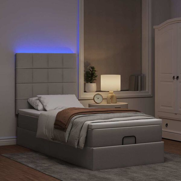 vidaXL Ottoman bed met matras en LED's 90x190cm stof taupe