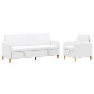 vidaXL Bankenset met opbergruimte 2 st Wit Polyester