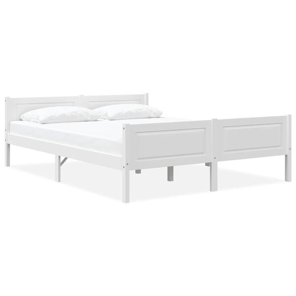 vidaXL Bedframe massief grenenhout wit 160x200 cm