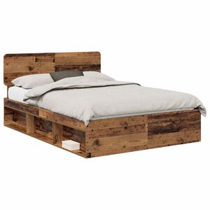 vidaXL Bedframe met hoofdeinde Oudhout 140 x 190 cm Massief grenenhout