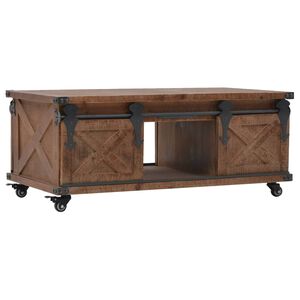 vidaXL Salontafel 91x51x38 cm massief vurenhout bruin