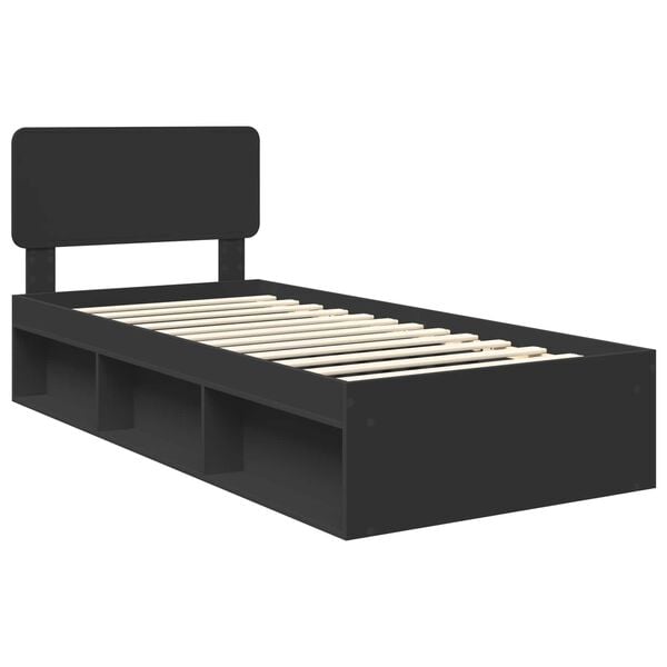 vidaXL Bedframe met hoofdeinde Zwart 90 x 190 cm Massief grenenhout