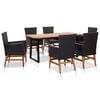 vidaXL 7-delige Tuinset poly rattan en acaciahout zwart