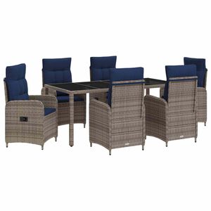 vidaXL Buiten eettafelset 7 st poly rattan
