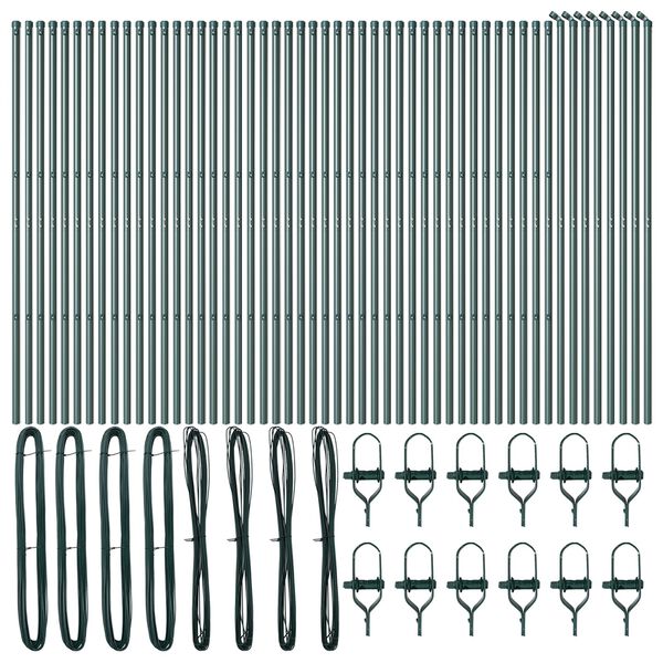 vidaXL Hek Post Anders 52 pcs Groen 3,2 x 3,2 x 210 cm Staal