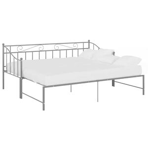 vidaXL Slaapbank uittrekbaar metaal grijs 90x200 cm