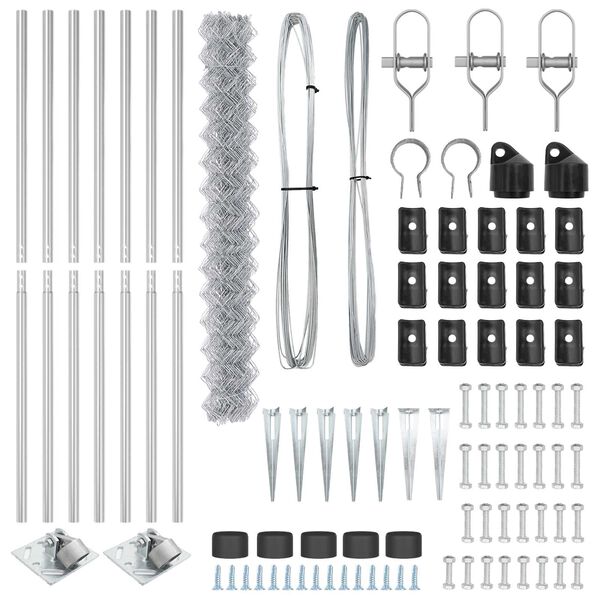 vidaXL Afrasteringspaal Zilver 10 x 1,6 m (60 x 60 mm gaas) Staal