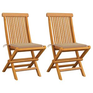 vidaXL Tuinstoelen 2 st met beige kussens massief teakhout