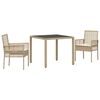 vidaXL Tuin eettafelset 3 st Beige poly rattan