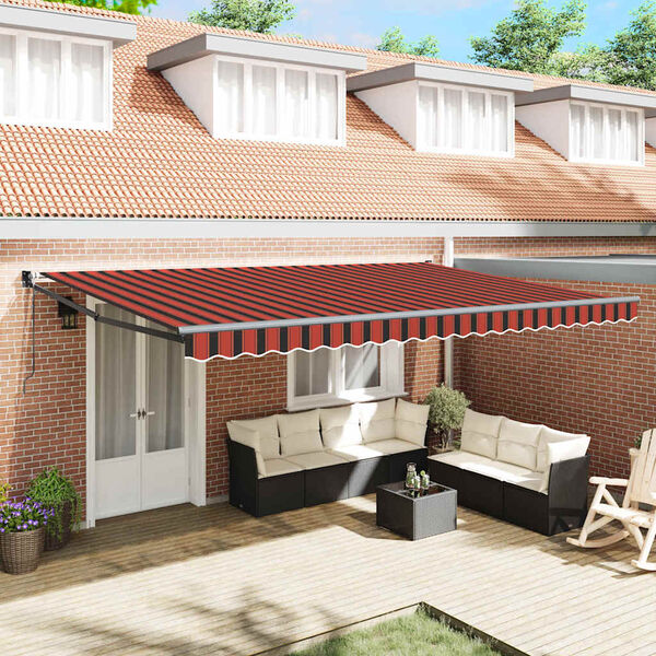 vidaXL Inklapbaar Zonnescherm Oranje en Bruin 500 × 300 cm