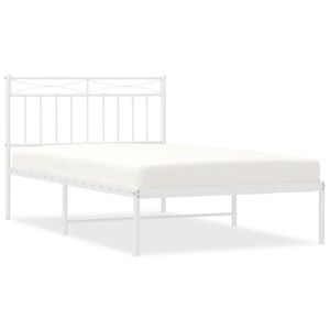 vidaXL Bedframe met hoofdbord metaal wit 107x203 cm