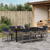 vidaXL Tuin eettafelset met kussen 9 pcs Grijs poly rattan