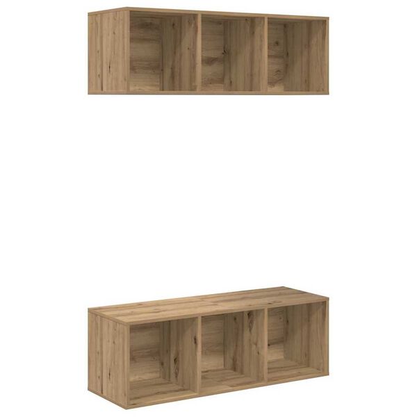 vidaXL Tv-meubelset 2 pcs Artisan Eiken 37 x 37 x 107 cm Bewerkt hout