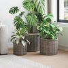 vidaXL Plantenmand met opslag 3 pcs Kubu grijs Kubu Rattan