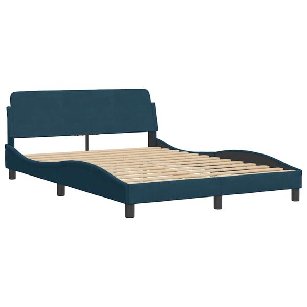 vidaXL Bed met matras fluweel blauw 140x200 cm