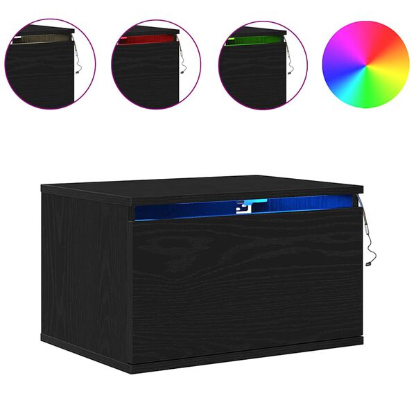 vidaXL Wandkastje met lade Zwart Eiken 50 x 36 x 30 cm Bewerkt hout